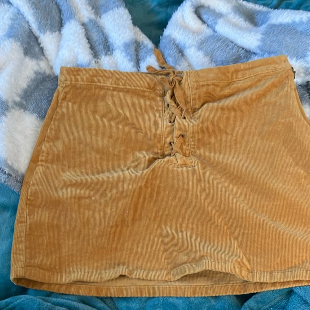 SO Tan A-line Mini Skirt with Tie Front